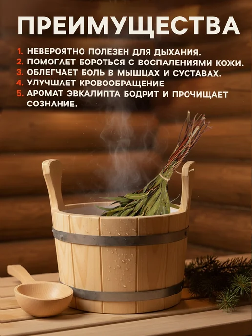 Барсоня веники для бани Веник для бани эвкалиптовый, вариант, фото 2