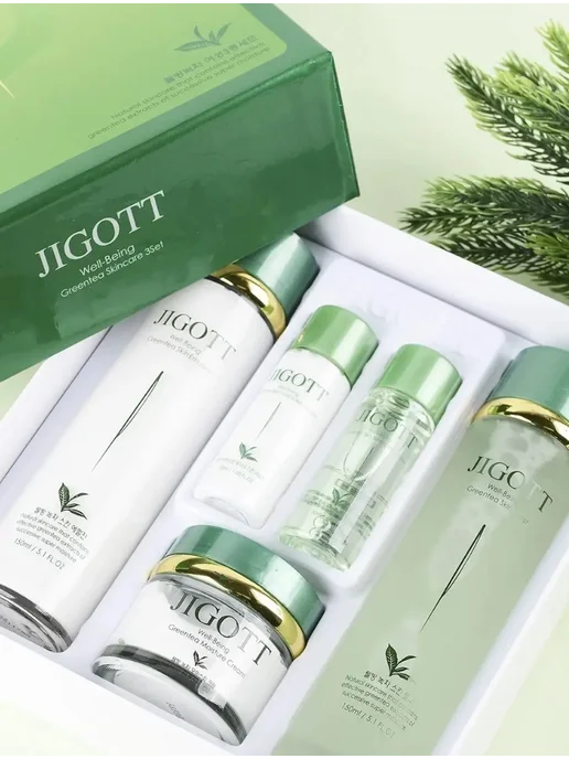 FamilyCosmetics Подарочный набор с экстрактом зеленого чая jigott Green tea, зеленый, фото 2