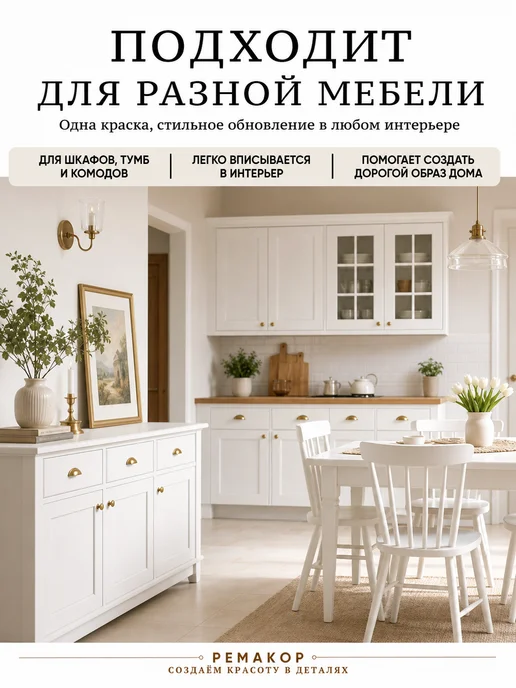 РеМаКор Краска для мебели меловая, без запаха, матовая Белый идеал, белый, фото 6