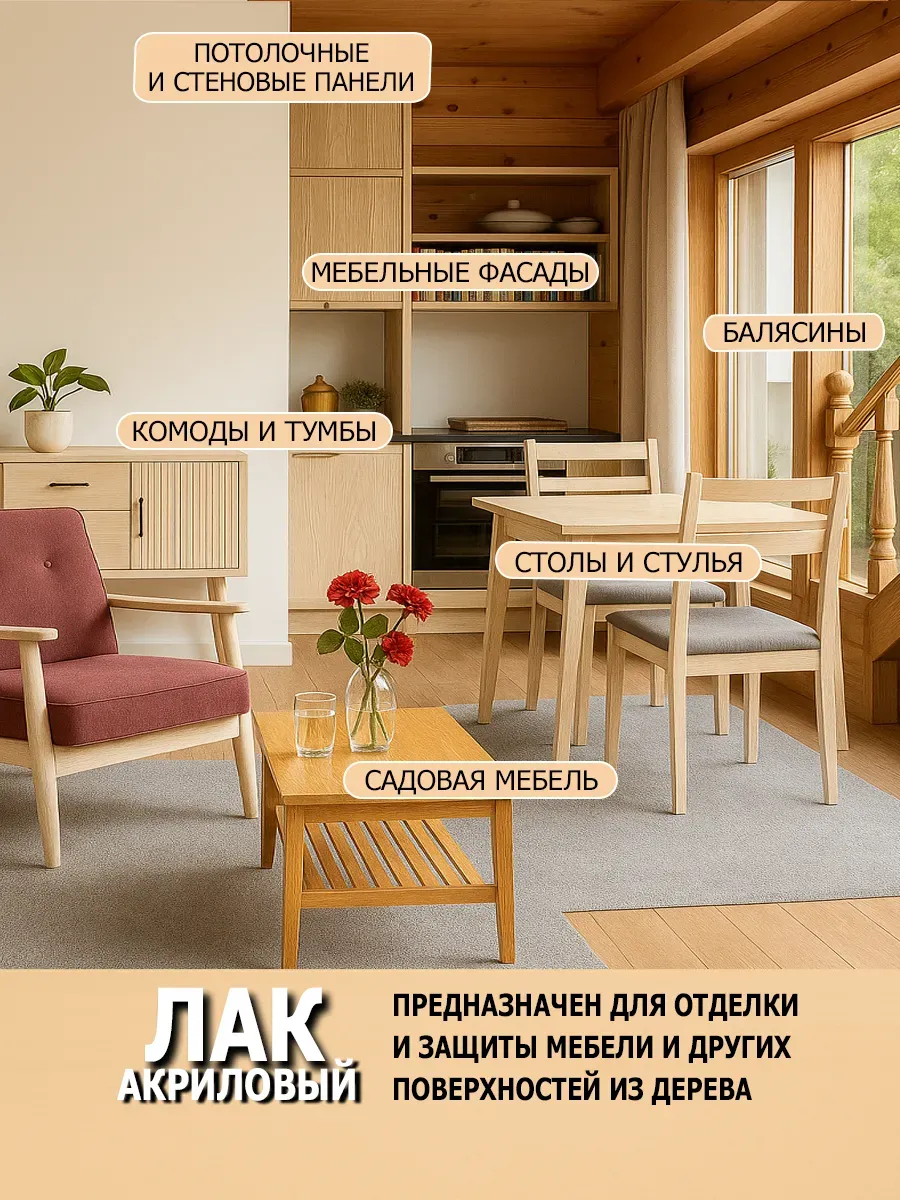 Лак акриловый для мебели 0,6 фото 2