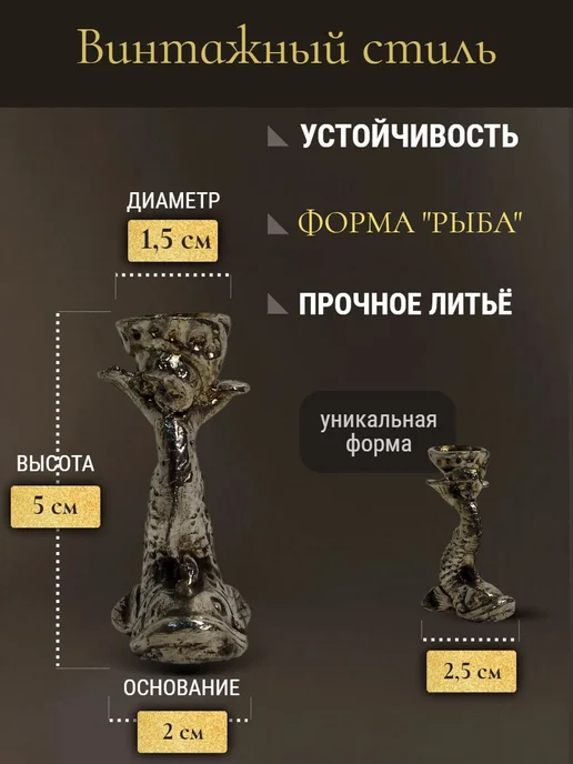 ПравЖизнь Подсвечник православный литой в форме Рыбы, серый, фото 2