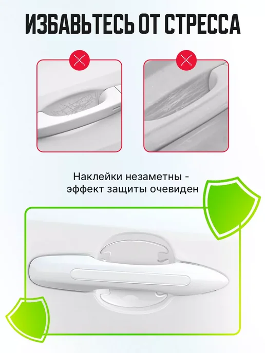 Rafa Ello Прозрачные защитные наклейки на ручку авто, белый, фото 2