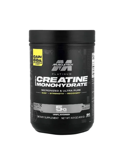 MUSCLETECH 100% моногидрат креатина, с нейтральным вкусом, 400 г, 400 г