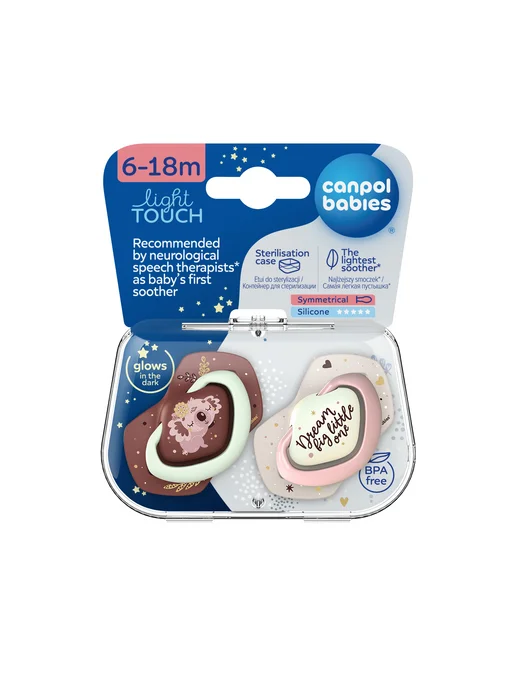 Canpol Babies Соска пустышка силиконовая 6-18 симметричная, с футляром, розовый, фото 2