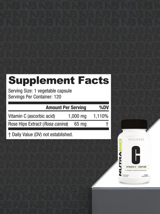 NutraBio Labs Labs Витамин С 1000 мг, 120 капсул, Витамин С 1000 мг, фото 7
