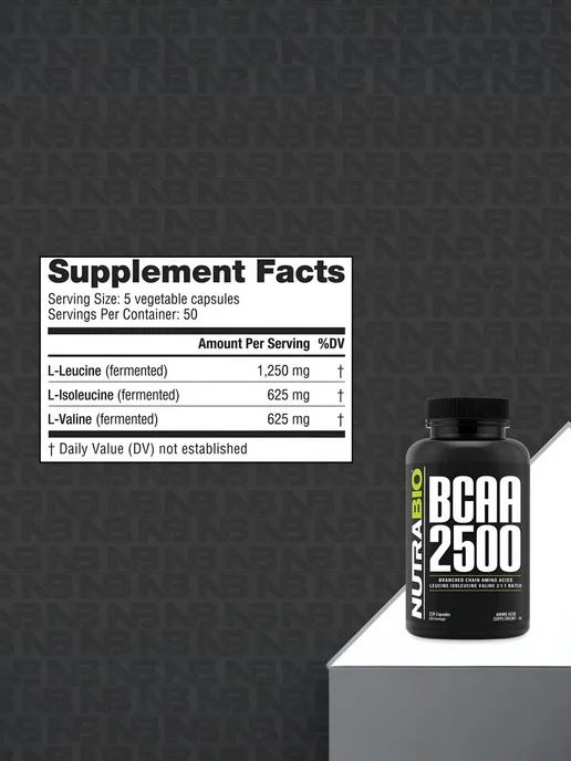 NutraBio Labs BCAA, 250 капсул, 200 мл, фото 6