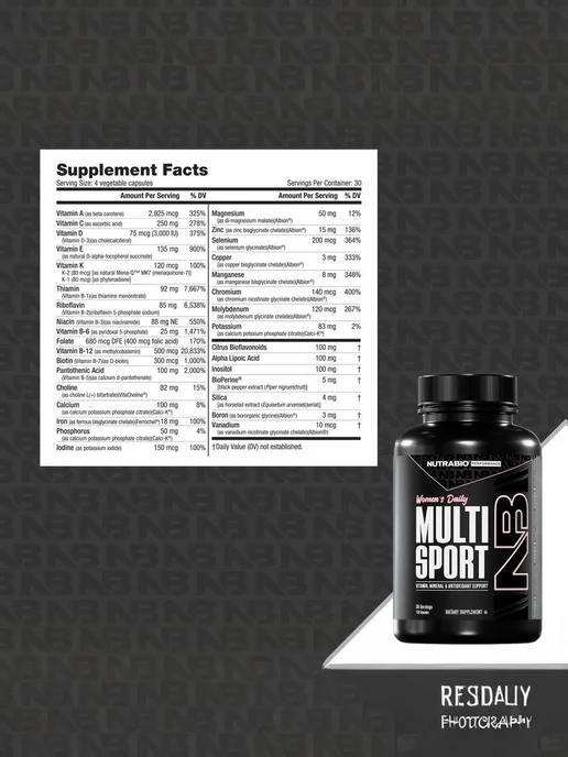 NutraBio Labs Labs Витамин С 1000 мг, 120 капсул, Мультивитамины для женщин 120, фото 7