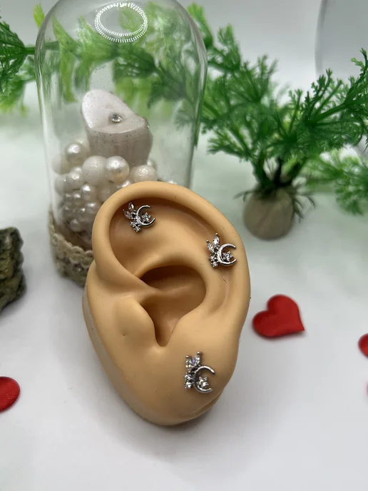 EdLuxOne Сережка лабрет для пирсинга уха хряща мочки хеликса, серый, фото 3