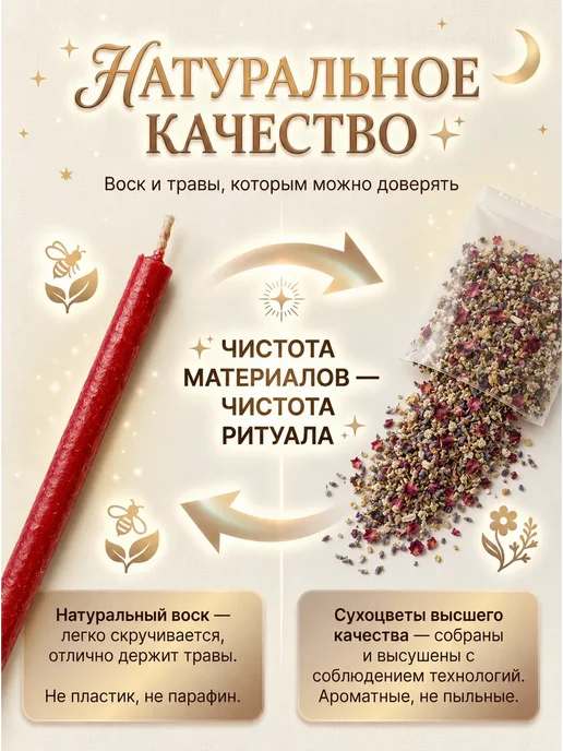 НАМЕРА Свечи восковые черные для ритуалов и скруток, красный, фото 6