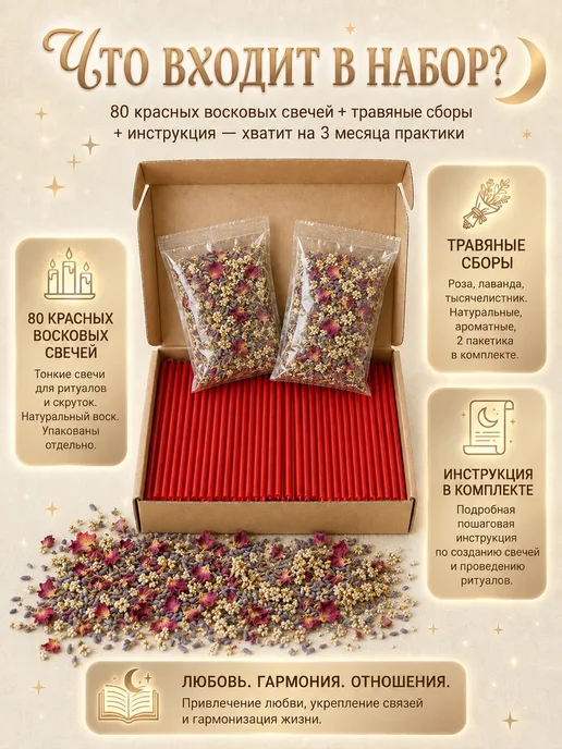 НАМЕРА Свечи восковые черные для ритуалов и скруток, красный, фото 7