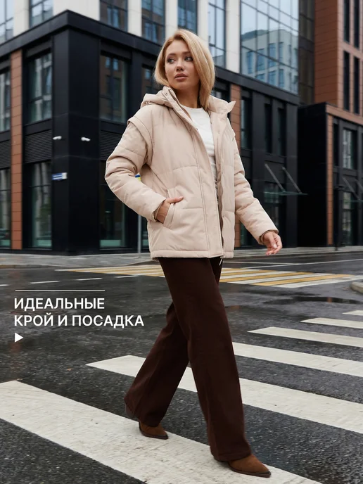 Fadin Куртка жилетка трансформер демисезонная с капюшоном, белый, фото 5