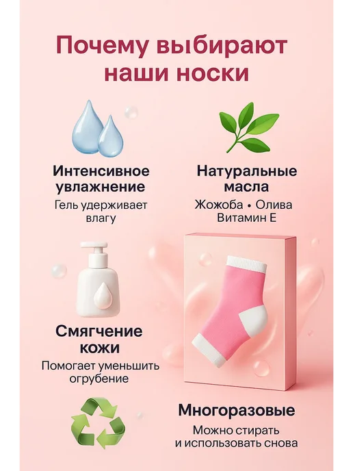 ZiZi Носки для ухода за пятками с гелем, многоразовые, зеленый, фото 2