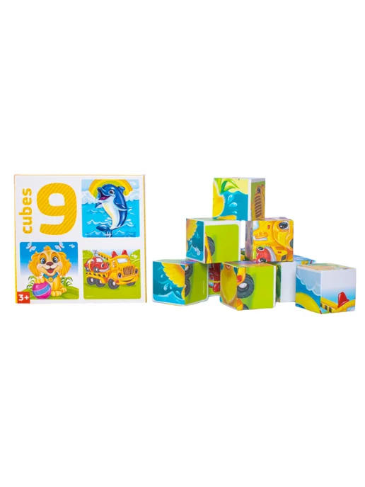 ДЕСЯТОЕ КОРОЛЕВСТВО Кубики пластмассовые "Глазастики" 9 шт Baby Toys, 9 шт, фото 2