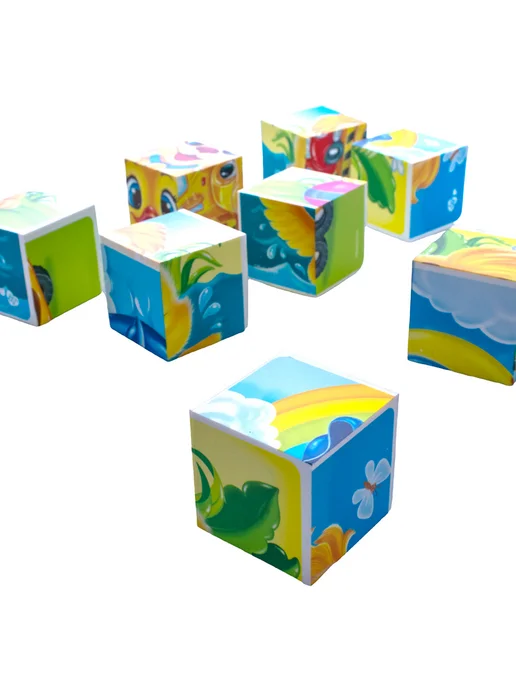 ДЕСЯТОЕ КОРОЛЕВСТВО Кубики пластмассовые "Глазастики" 9 шт Baby Toys, 9 шт, фото 3