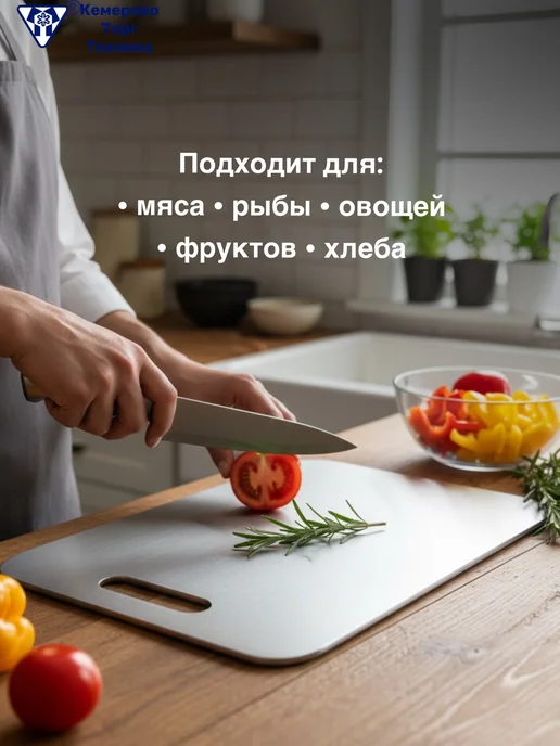 КТТ Доска разделочная из пищевой нержавеющей стали 23х34см, серый, фото 5