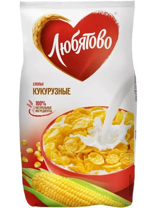 Любятово Хлопья кукурузные 300г, 300 г