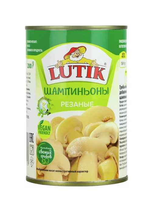 LUTIK Шампиньоны резаные, 425 мл, 3 штуки, 425 мл, фото 2