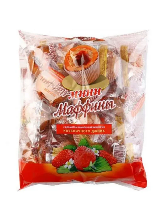 Русский бисквит Мини-маффины с клубничным джемом 465 г 2 шт, 465 г, 2 шт, фото 2