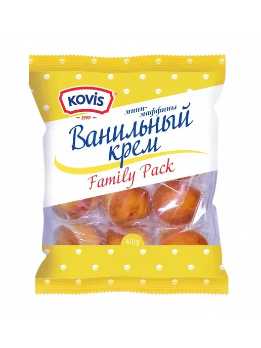 KOVIS Мини-маффины Ванильный крем Family Pack, 470 гр, 470 г
