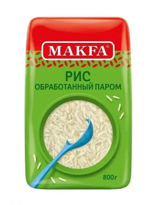 Макфа Крупа рис длиннозерный, обработанный паром, 800 г, 3 упак, 800 г, фото 2