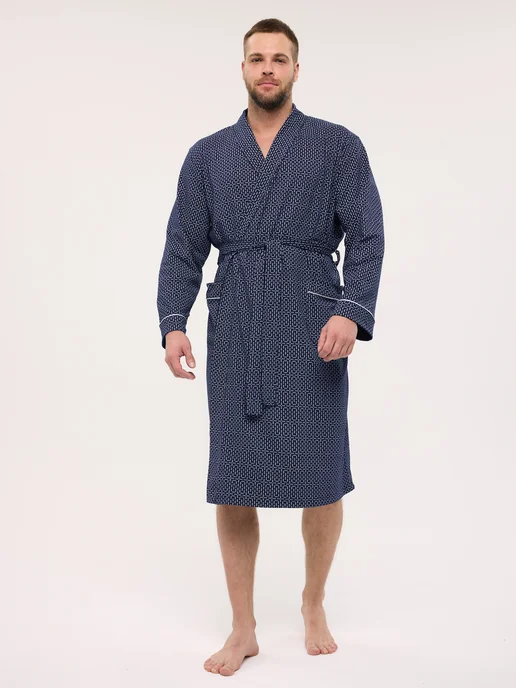 Lika Dress Халат домашний без капюшона больших размеров летний, синий, фото 2