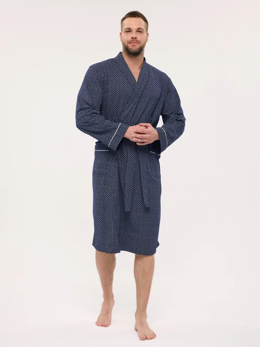 Lika Dress Халат домашний без капюшона больших размеров летний, синий, фото 3