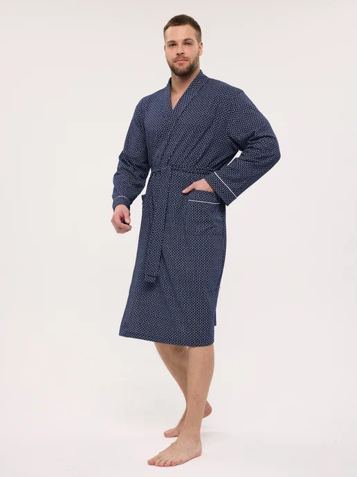 Lika Dress Халат домашний без капюшона больших размеров летний, синий, фото 6