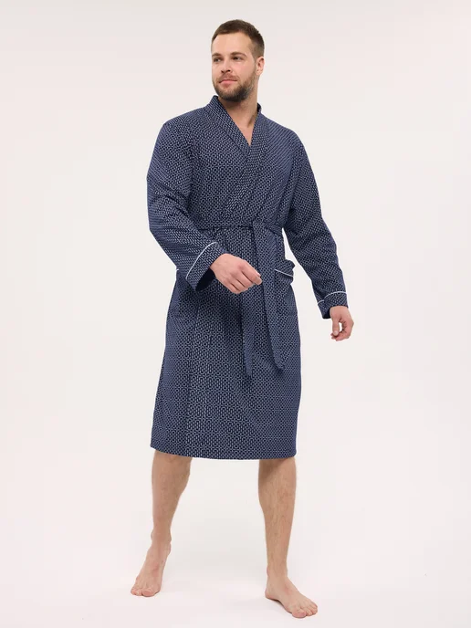 Lika Dress Халат домашний без капюшона больших размеров летний, синий, фото 7