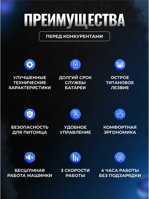 Беспроводная машинка ВИКТОРИ для стрижки собак, кошек, Беспроводная собак кошек, фото 2