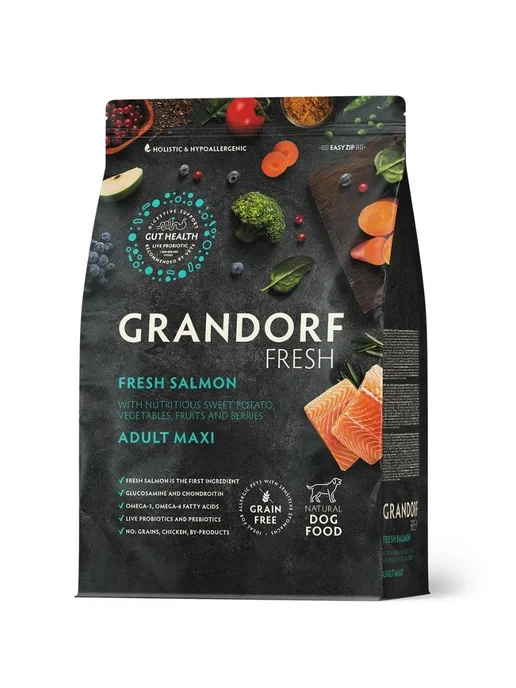 Сухой корм Grandorf' Свежий для собак, крупные, лосось, 10 кг