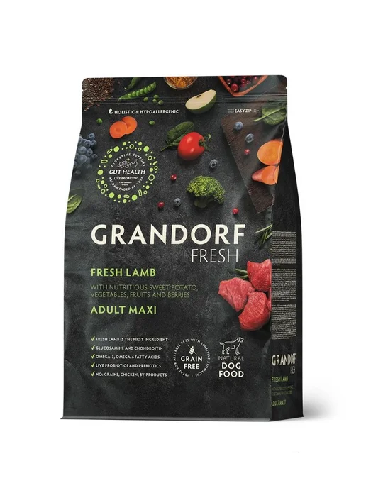 Сухой корм Grandorf' Свежий для собак, крупные, ягненок, 10 кг