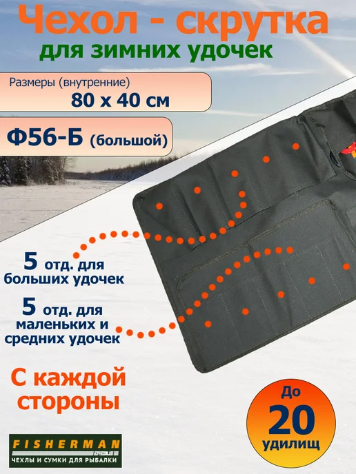 Fisherman Чехол-скрутка для зимних удочек Ф56б (вмещает до 20 шт.), 20 шт, фото 3