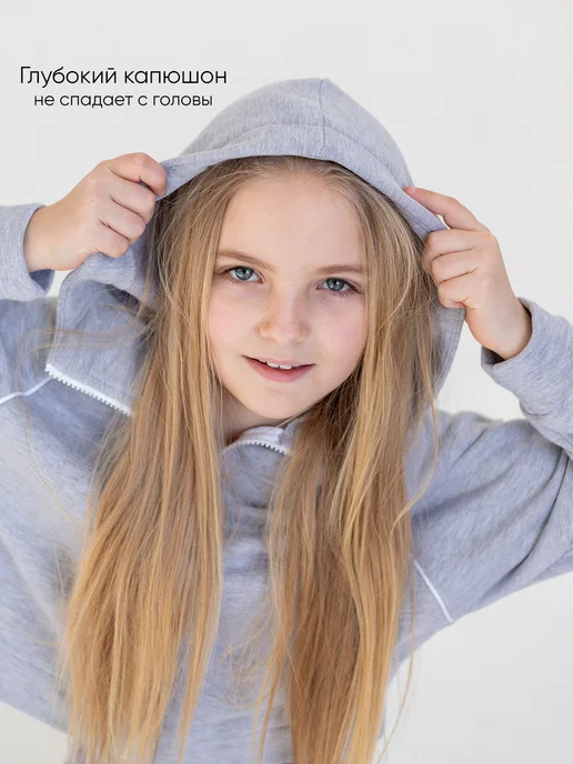 millymama studio Спортивный костюм без начеса с капюшоном, серый, фото 3