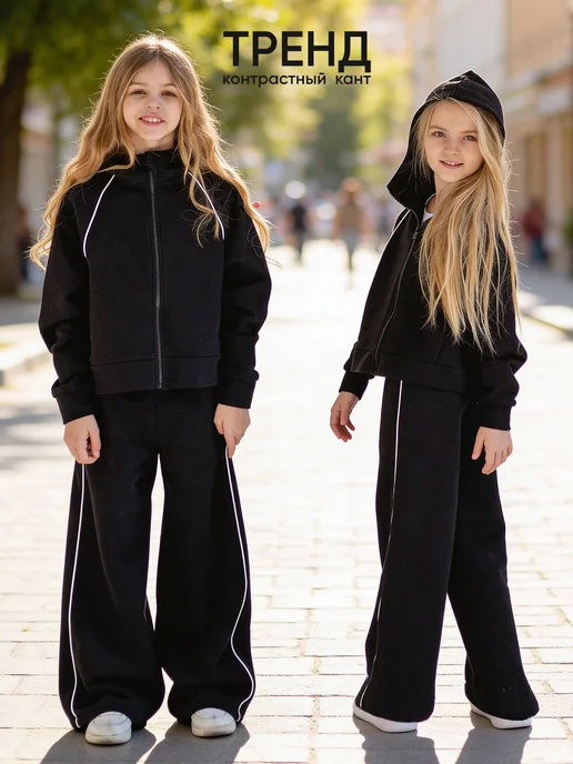 millymama studio Спортивный костюм без начеса с капюшоном, черный, фото 2