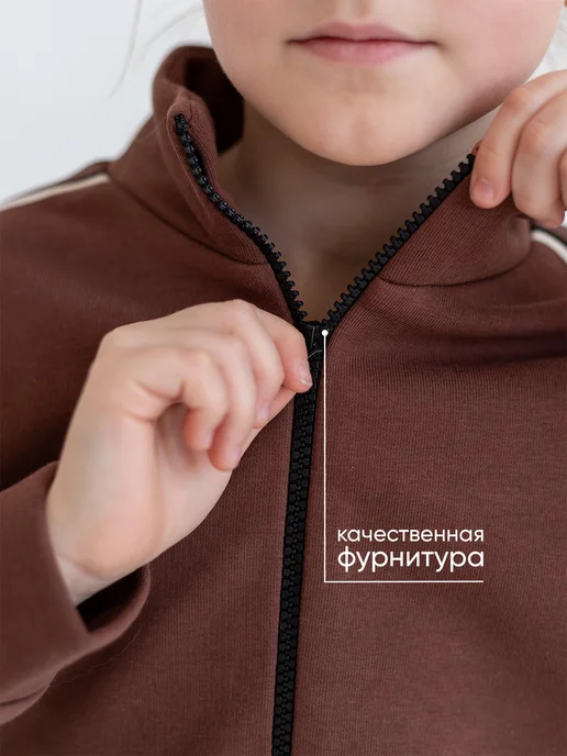 millymama studio Спортивный костюм без начеса осень, коричневый, фото 7