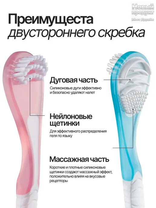 EMRA Скребок щетка для языка(высокое качество), голубой, фото 3