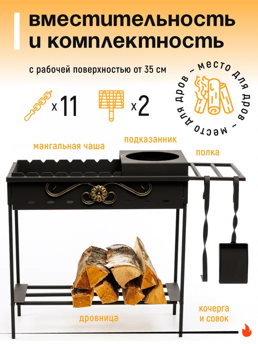 Мангал для шашлыка 4мм с подказанником, вариант, фото 4