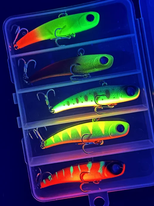 FLIP FISH Раттлины для рыбалки зимней, набор вибы на судака и щуку, синий, фото 2