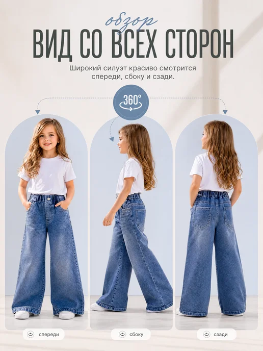 iUkoworld Джинсы широкие палаццо на резинке, синий, фото 2