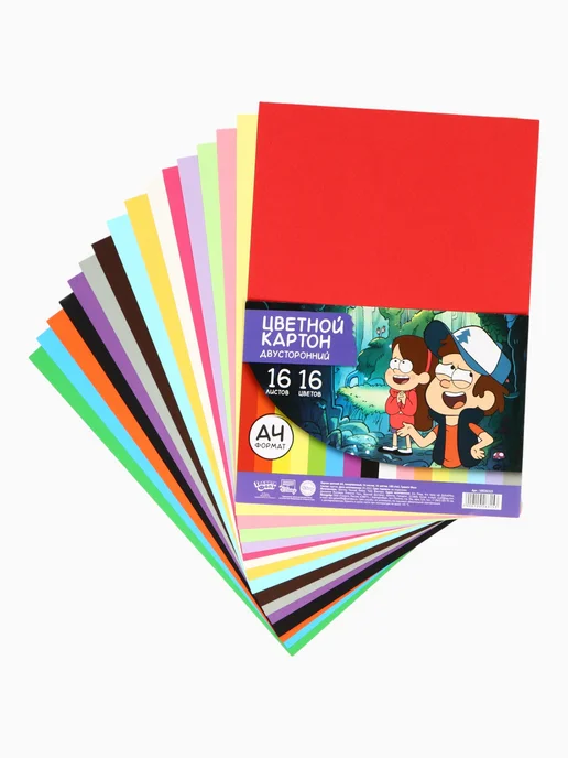 Disney Картон цветной А4 тонированный 16 листов 16 цветов 180 г м, 16 цв., 180 г, фото 5