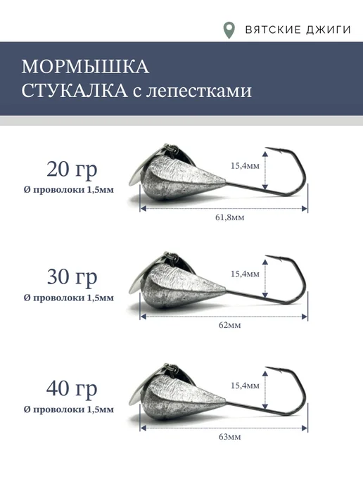 Вятские Джиги Мормышки для зимней рыбалки, набор 6шт, 6 шт, фото 2