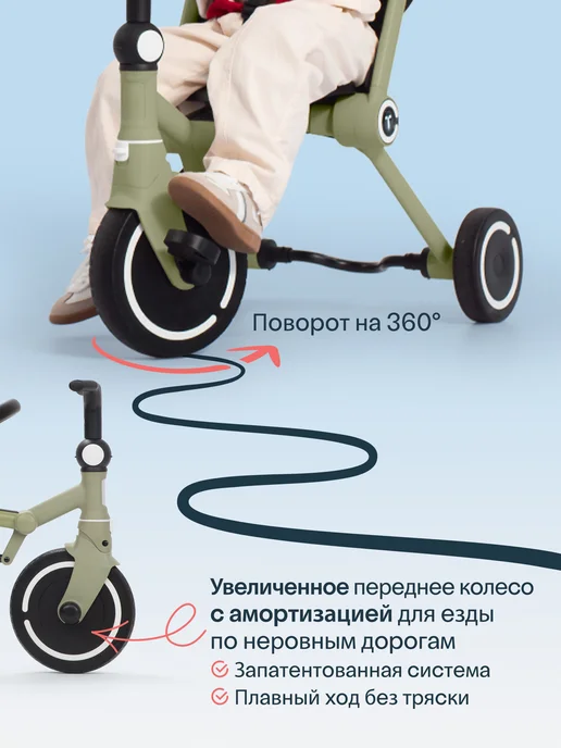 SmarTrike Велосипед детский трехколесный с ручкой Wonder+, складной, черный, фото 6