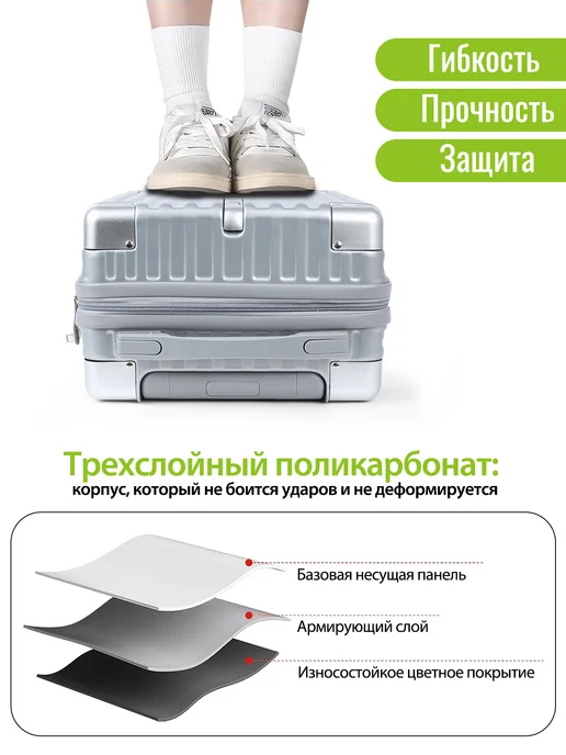 Hakimi Чемодан Ручная Кладь 40×30×20 Поликарбонат Зарядка, 40x30x20, фото 7