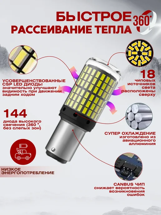 OneVitalet Лампы W5W светодиодные LED (T10), 5 Вт, фото 4