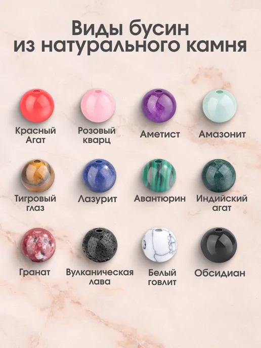 Энергия Творчества Набор для создания украшений бусины из натуральных камней, черный, фото 3