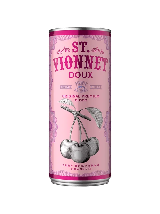 Сидр St. Vionnet Cherry сладкий 0,25 л ж б, 250 мл