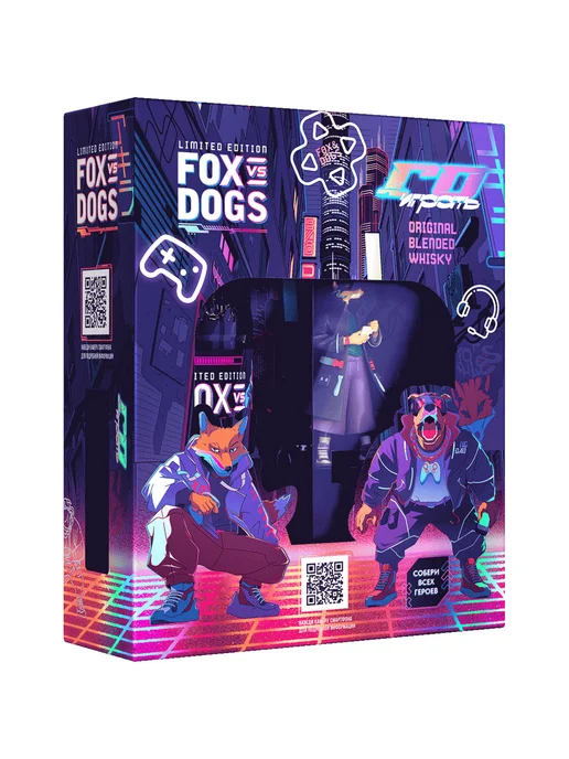 Fox & Dogs Виски 0,7 л в подарочной упаковке + фигурка, 700 мл