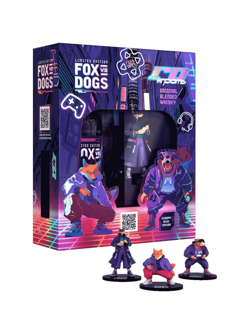 Fox & Dogs Виски 0,7 л в подарочной упаковке + фигурка, 700 мл, фото 2