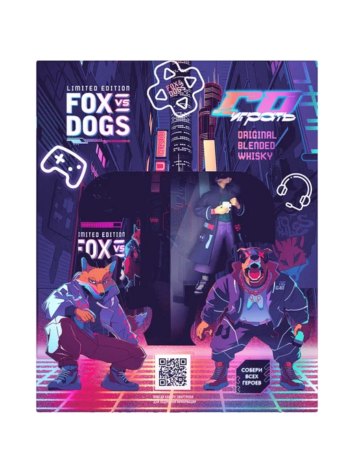 Fox & Dogs Виски 0,7 л в подарочной упаковке + фигурка, 700 мл, фото 3