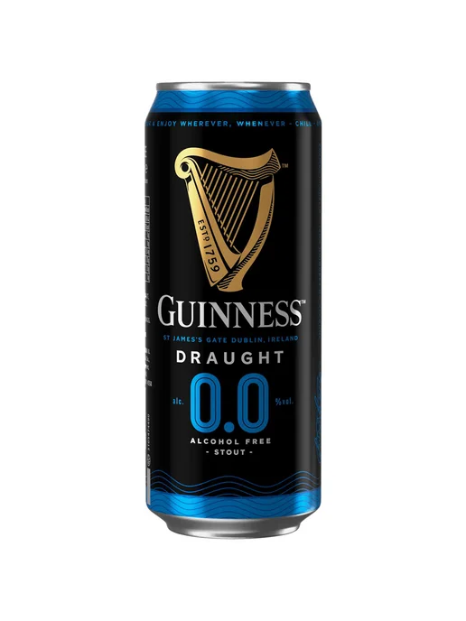 Пиво Guinness Draught 0.0 безалкогольное темное 0,44 л ж б, 0,44 л